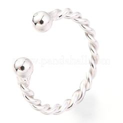 Rhodium Plated 925 Sterling Silver Cuff Earrings&nbsp;EJEW-H124-10P