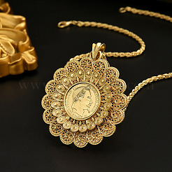 Zinc Alloy Hollow Flower with Human Pattern Big Pendant Necklaces for Women&nbsp;FS-WGB43BA-01