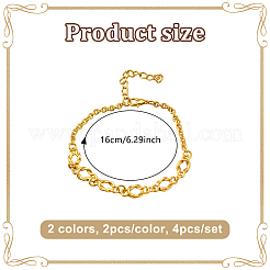 4Pcs 2 Colors Alloy Link Beacelets&nbsp;BJEW-HY0001-18