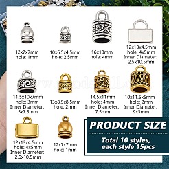 150Pcs 15 Styles Tibetan Style Cord Ends&nbsp;FIND-PH0028-88