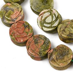 Natural Unakite Carved Beads Strands&nbsp;G-B088-A02-01