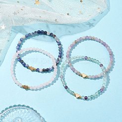 Natural Mixed Gemstone Round Beaded Stretch Bracelets&nbsp;BJEW-JB10234