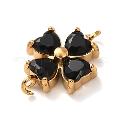 304 Stainless Steel Pave Cubic Zirconia Flower Links Connector Charms&nbsp;STAS-T026-03A-01G