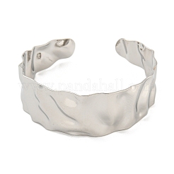 Non-Tarnish 304 Stainless Steel Textured Open Cuff Bangles for Women&nbsp;STAS-M001-15P