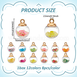 96Pcs 12 Colors Clear Glass Pendants&nbsp;FIND-ME0003-40