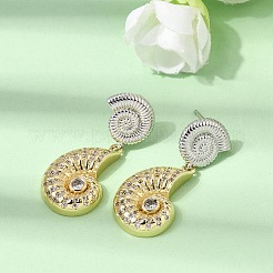Brass Micro Pave Cubic Zirconia Stud Dangle Earrings&nbsp;EJEW-G471-11GP-02