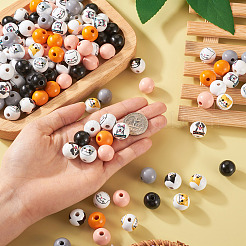 160Pcs 11 Styles Printed Cat & Dog Wood Beads&nbsp;WOOD-TA0001-74