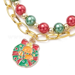 5Pcs 5 Styles Christmas Alloy Enamel Multi-strand Bracelets for Women&nbsp;BJEW-JB12079
