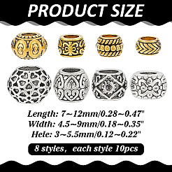 80Pcs 8 Styles Alloy European Beads&nbsp;KK-ME0001-51
