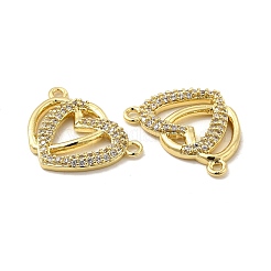 Brass Micro Pave Clear Cubic Zirconia Connector Charms&nbsp;KK-E068-VB065