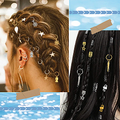 120Pcs 12 Styles Alloy & Iron Dreadlocks Hair Rings Decoration&nbsp;OHAR-SC0001-18A
