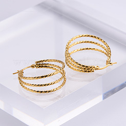 6 Pairs Vintage Retro Stainless Steel Triple Hoop Earrings&nbsp;XW5177-2
