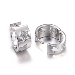 Brass Micro Pave Cubic Zirconia Huggie Hoop Earrings&nbsp;EJEW-K083-40P-B