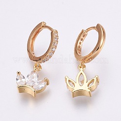 Brass Micro Pave Cubic Zirconia Dangle Hoop Earrings&nbsp;EJEW-F172-F01-G