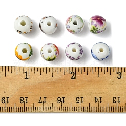 64Pcs 8 Colors Flower Printed Floral Printed Porcelain Beads&nbsp;PORC-FS0001-06