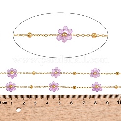 Glass & 304 Stainless Steel Cable Chain Beaded Chains&nbsp;SA-CBAD321-03F