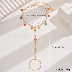 Elegant Brass Flower Tassel Toe Ring Anklets for Women&nbsp;QC4234-1