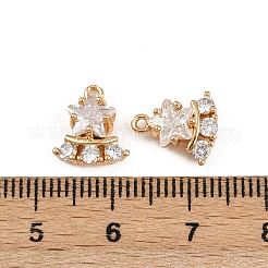 Brass Micro Pave Clear Cubic Zirconia Charms&nbsp;KK-C115-20G