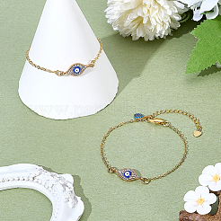 2Pcs Evil Eye Alloy Enamel Charm Bracelets&nbsp;BJEW-ME00006