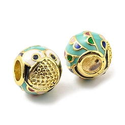 Rack Plating Brass Micro Pave Cubic Zirconia European Beads&nbsp;KK-M247-15G