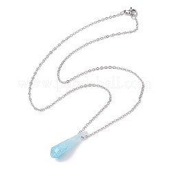 Dyed Natural Quartz Crystal Twist Teardrop Pendant Necklaces&nbsp;NJEW-JN04497-01