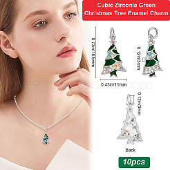 Christmas Theme 10Pcs Brass Cubic Zirconia Pendants&nbsp;ZIRC-BBC0003-04P