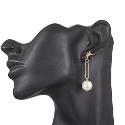 304 Stainless Steel Glass Star with Round Dangle Stud Earrings&nbsp;EJEW-JE06481-01
