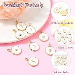 8Pcs 4 Colors Brass Enamel Pendants&nbsp;KK-CJ0005-88