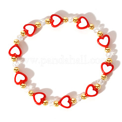 Acrylic Heart Beads Stretch Bracelets&nbsp;LS-OE2988-1