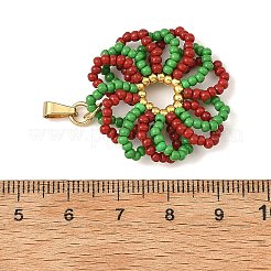Christmas Glass Seed Beads Pendants&nbsp;PALLOY-MZ01456