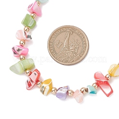 Dyed Nuggets Natural Trochid Shell & Round Electroplate Synthetic Non-magnetic Hematite Beaded Necklaces for Women&nbsp;NJEW-JN05801-03