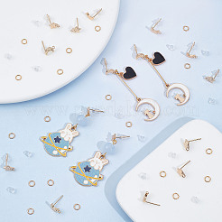 16Pcs 2 Style Brass Stud Earring Findings&nbsp;KK-CN0001-89