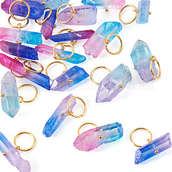 20Pcs 4 Styles Electroplated Natural Quartz Crystal Pendants&nbsp;PALLOY-TAC0224