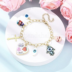 Brass Cable Chains Charm Bracelets&nbsp;BJEW-JB12565