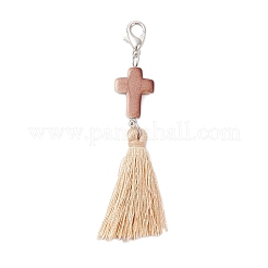 Spray Painted Synthetic Turquoise & Polyester Tassel Pendant Decorations&nbsp;HJEW-JM03933-02