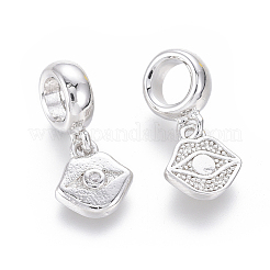 Brass Micro Pave Clear Cubic Zirconia European Dangle Charms&nbsp;ZIRC-G153-02P