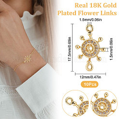 Long-Lasting Plated Brass Micro Pave Clear Cubic Zirconia Connector Charms&nbsp;KK-BBC0003-34