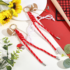 2Pcs Alloy Enamel & ABS Plastic Imitation Pearl Pendant Decorations&nbsp;HJEW-ME00148