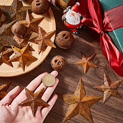 50Pcs 5 Styles Rust Iron Bell with Star Pendants&nbsp;IFIN-CN0001-02