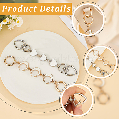 2Pcs 2 Styles Alloy White Enamel Moon & Heart Link Chain Bag Straps&nbsp;FIND-GF0007-94