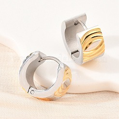 Two Tone 304 Stainless Steel Stripe Hoop Earrings&nbsp;EJEW-L307-04GP-03