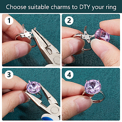 1Pc Adjustable Rhodium Plated 925 Sterling Silver Ring Findings&nbsp;STER-BC0002-38P
