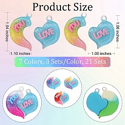 21 Sets 7 Colors Gradient Color Opaque Resin Pendants&nbsp;RESI-SZ0001-90