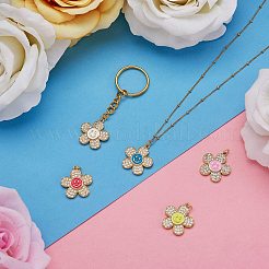 5Pcs 5 Colors Brass Micro Pave Clear Cubic Zirconia Pendants&nbsp;ZIRC-SZ0003-95