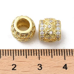 Rack Plating Brass Micro Pave Cubic Zirconia European Beads&nbsp;KK-K377-11G