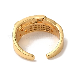 Rack Plating Brass Micro Pave Clear Cubic Zirconia Cuff Rings for Women&nbsp;RJEW-G325-13H-GP