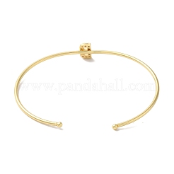 Rack Plating Brass Micro Pave Clear Cubic Zirconia Letter Open Cuff Bangles&nbsp;BJEW-A018-01G-B