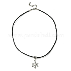 Tibetan Style Alloy Snowflake Pendant Necklaces&nbsp;NJEW-JN04538
