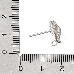 Brass Micro Pave Cubic Zirconia Stud Earring Findings with Loops&nbsp;CU-CBA1682-02P