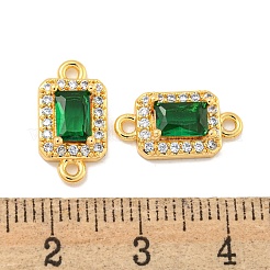 Brass Pave Clear & Green Cubic Zirconia Connector Charms&nbsp;KK-P275-45G